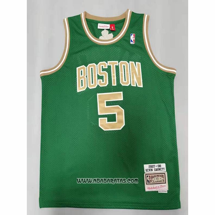 Camiseta Boston Celtics Kevin Garnett #5 Mitchell & Ness 2007-08 Verde